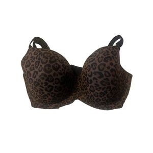 Smart & Sexy Bra 40DDD Brown Black Leopard Print Padded Chic Wildprint